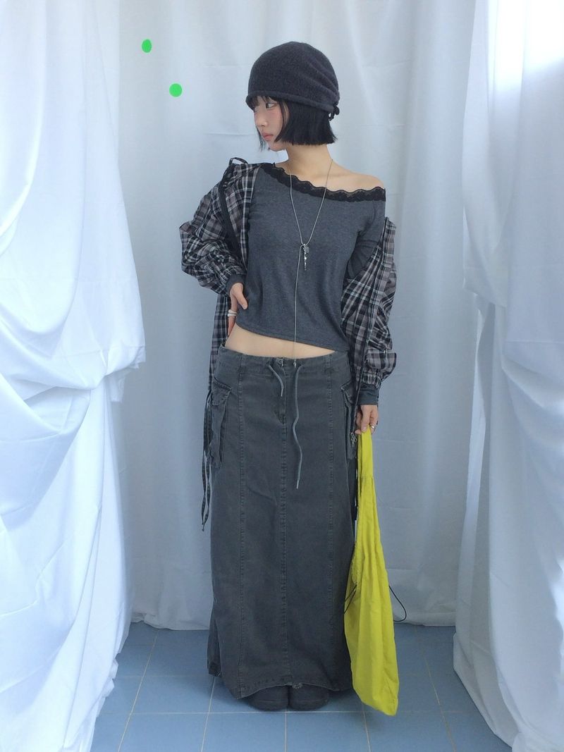 Feminine Flat Neck Long T-Shirt