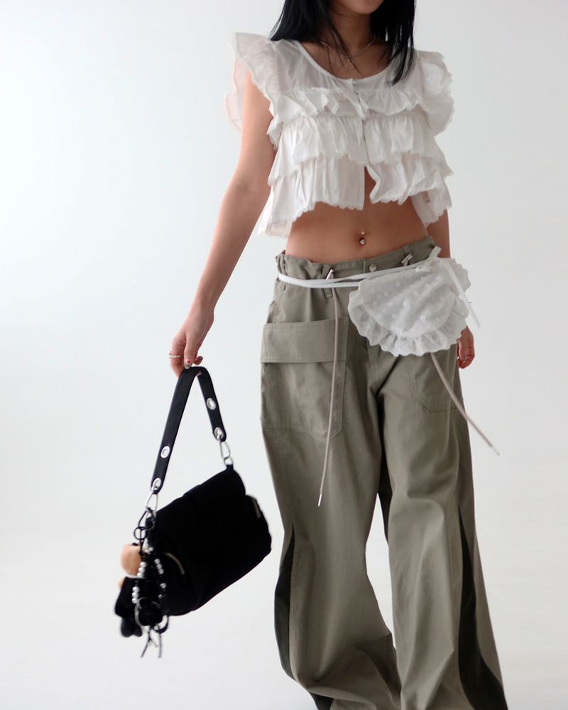 coloring string big cargo wide pants