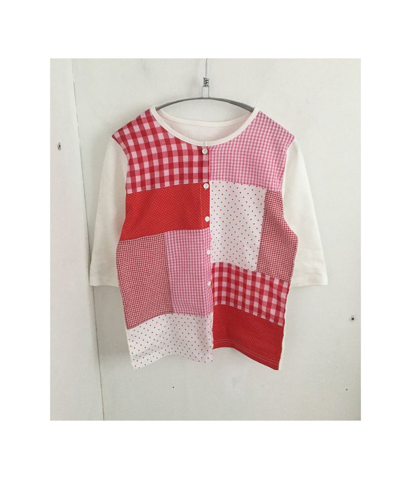  [fiebre] patchwork three quarter sleeve cardigan 