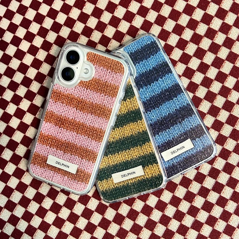 ALPACA STRIPE HARD JELL CASE_ GREEN