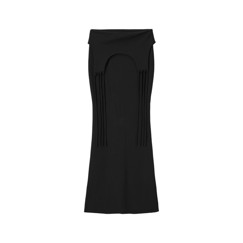 Layered Tied Drape Mermaid Skirt - BLACK