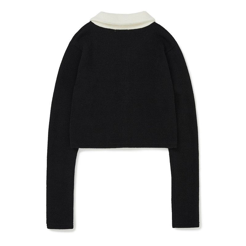 ヘイリーカラーニットカーディガン / Haley Collar Knit Cardigan [BLACK]