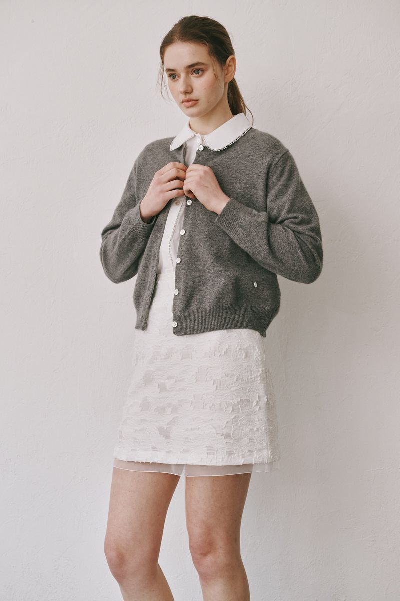 Camel round cardigan (Dark grey)