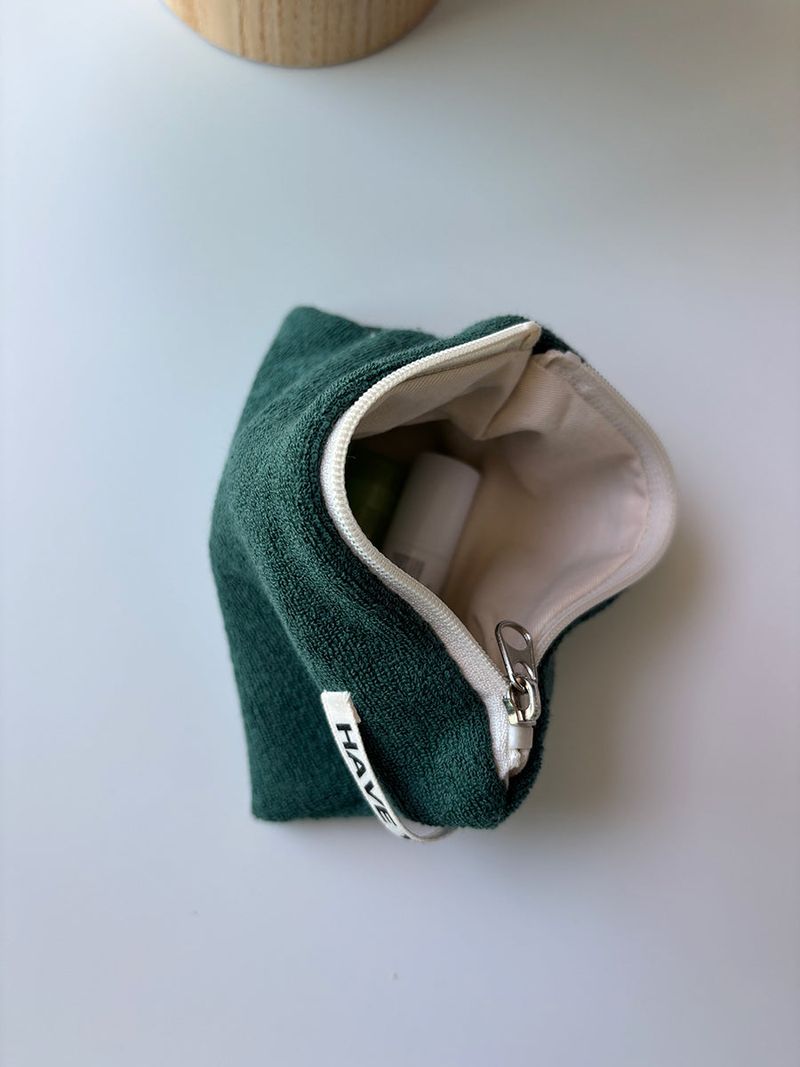 Terry flat pouch - green , M size
