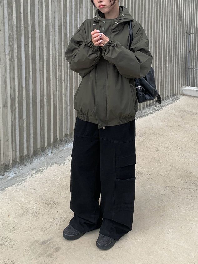Clun Cut Wide String Cargo Pants