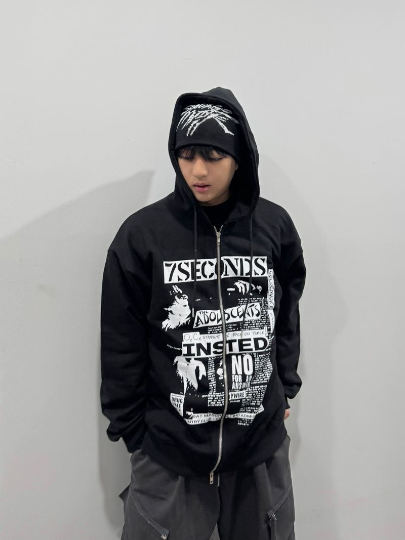 toon hooded zip-up