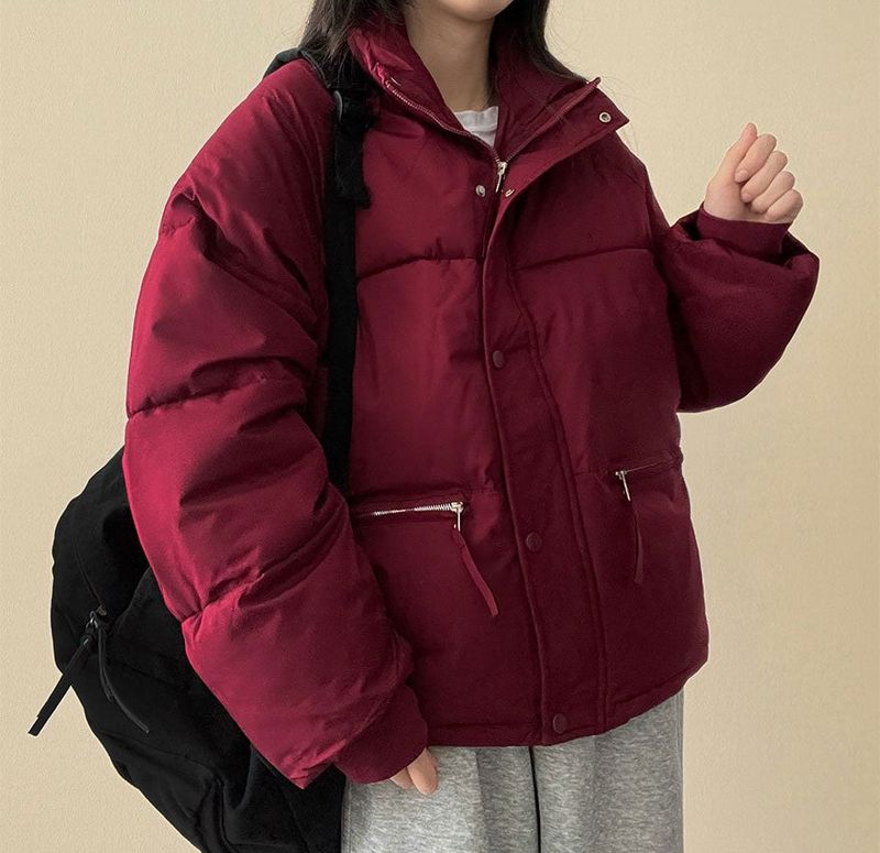  Ringf pocket zipper high neck padded jumper
