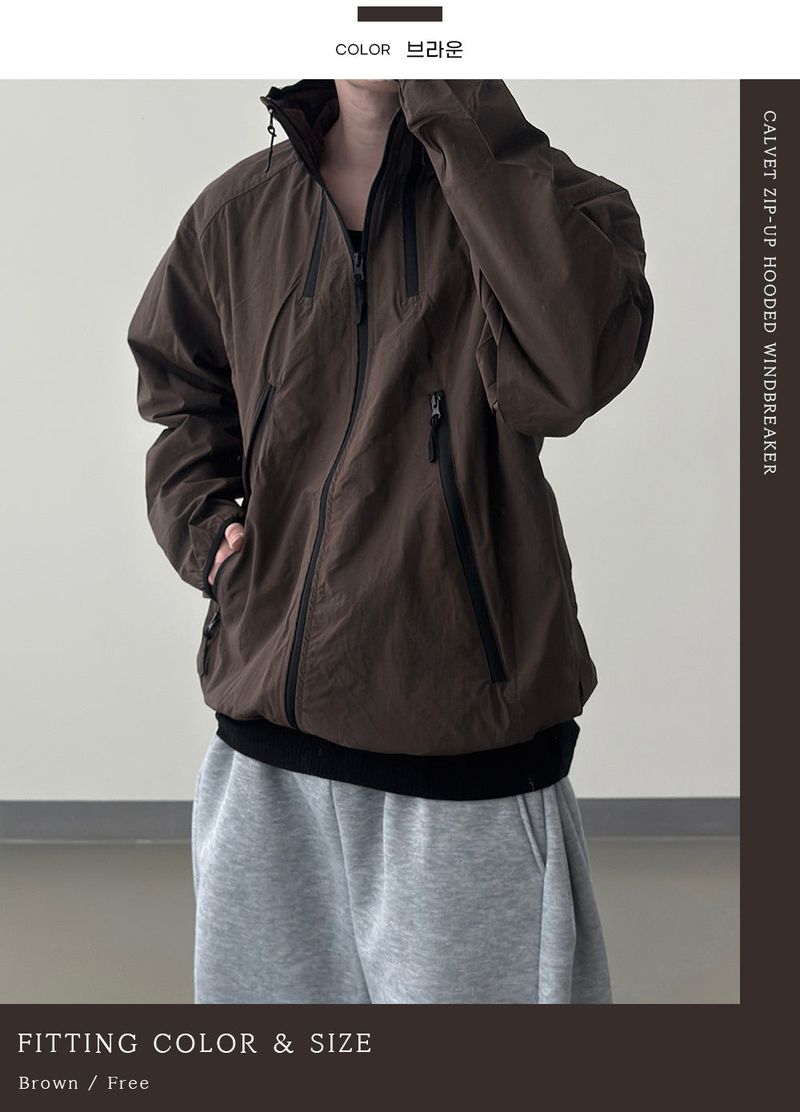 CALVET Zip-Up Hooded Windbreaker