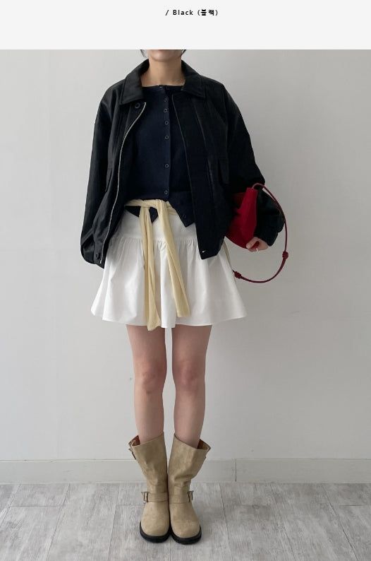Monet Leather Loose Fit Blouson Jumper