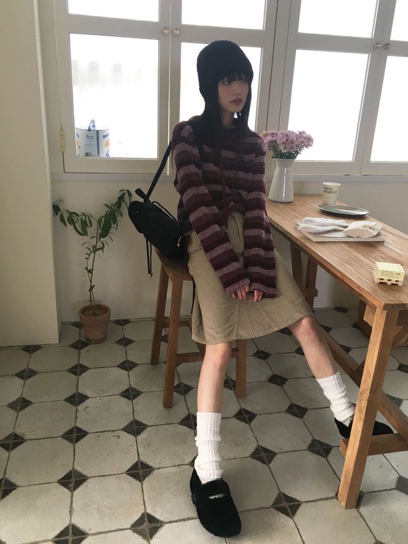 ロニンコーデュロイカットAラインミディスカート