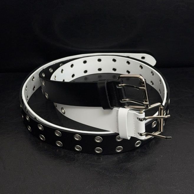 Rat Double Eyelet Long Leather Belt