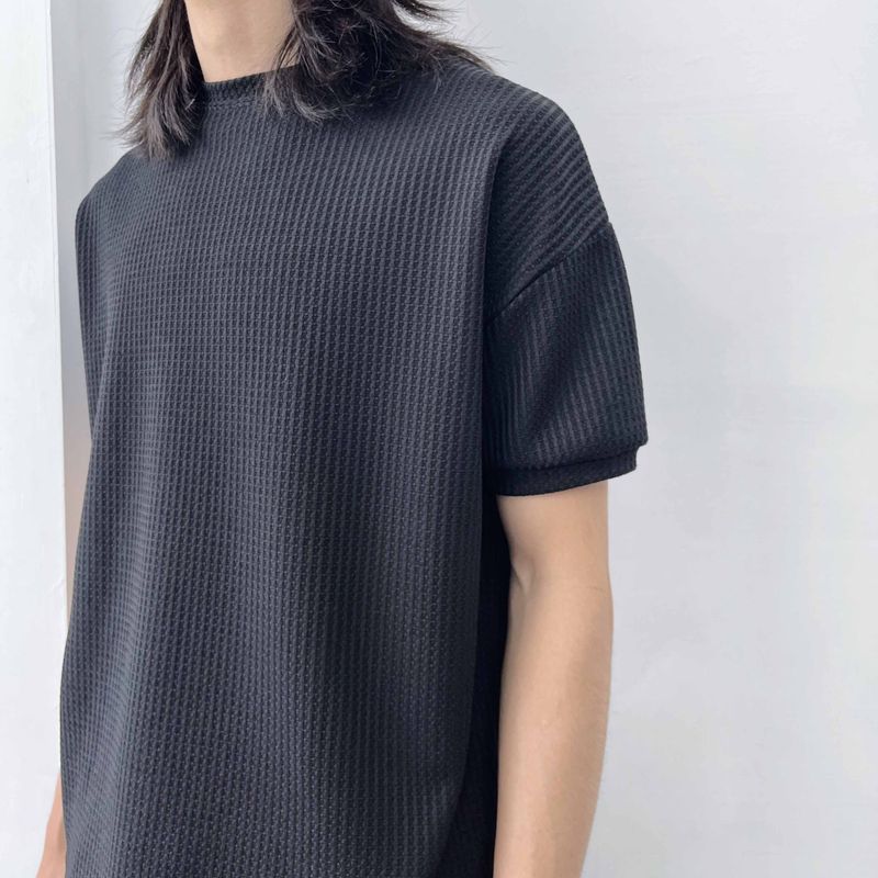 Mock Neck Waffle Knit Tee