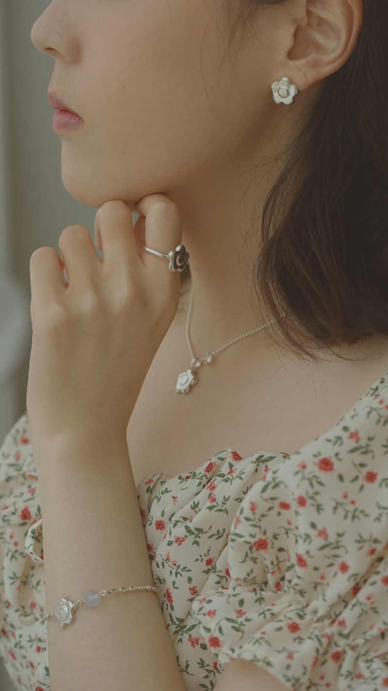 【MADE】 Bubble daisy earring