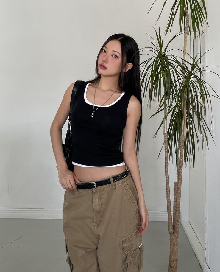 [U-BASIC] Daily Solid Crop Sleeveless