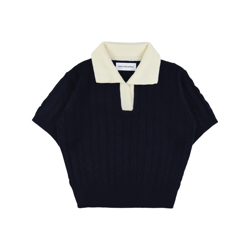 PREPPY COLLAR HALF KNIT