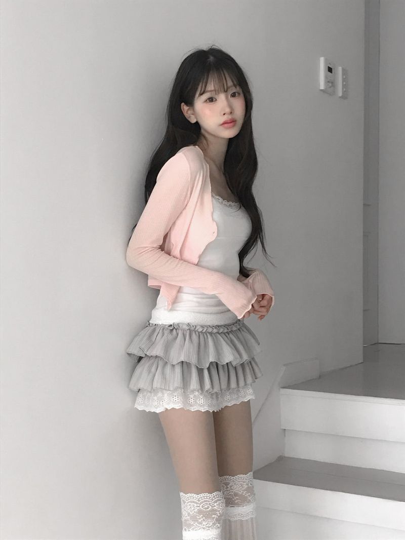 [MADE] Heart-Drop Lace & Cubic Heart Camisole