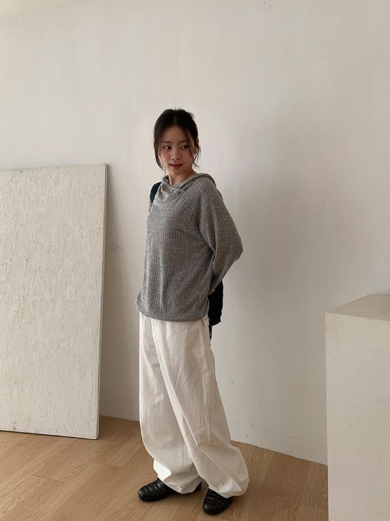 Burhit Unbalance Ribbed Hoodie