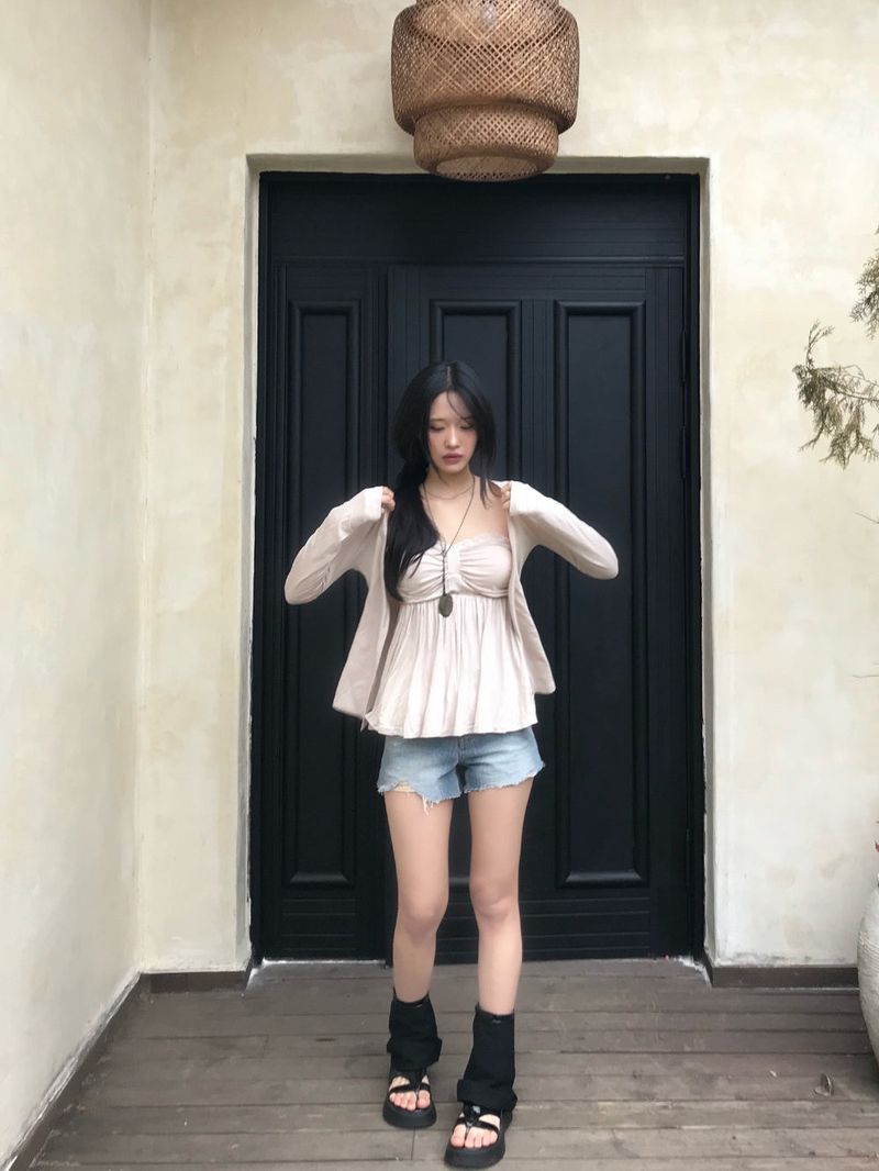 Like Back Pocket Denim Shorts(Denim)