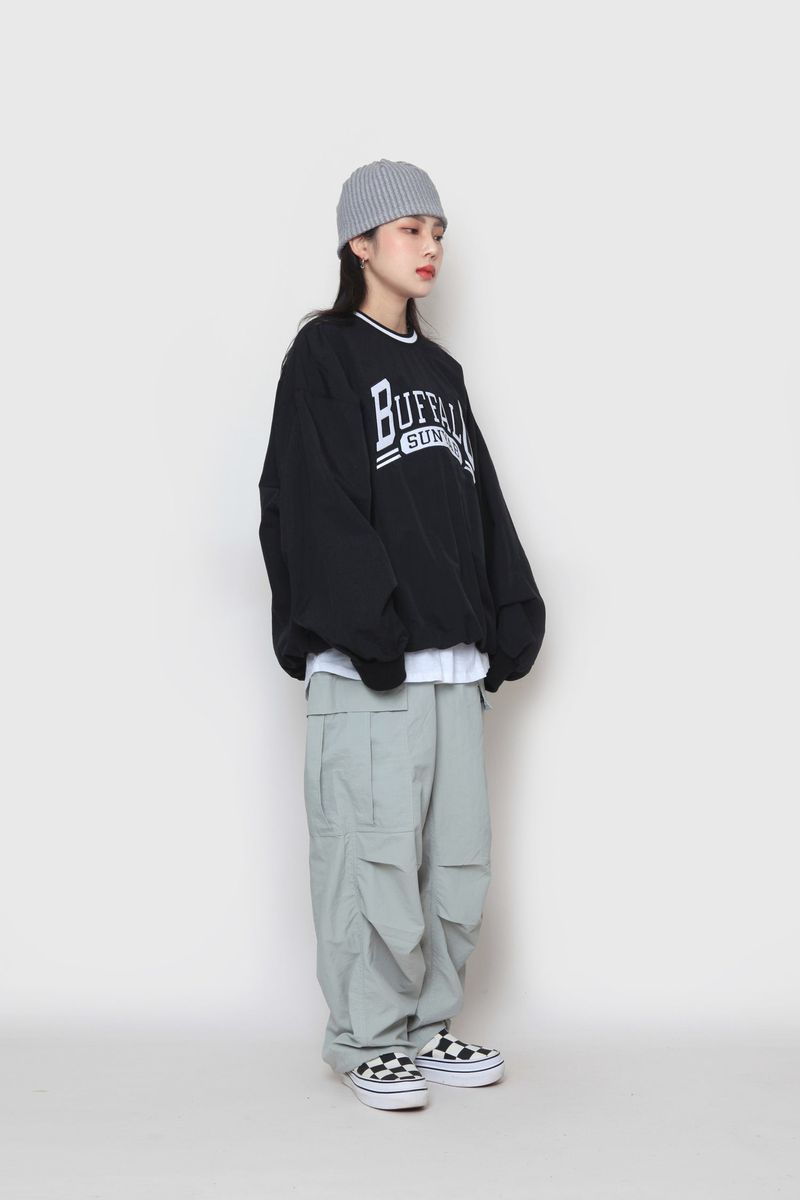 wide nylon cargo pants