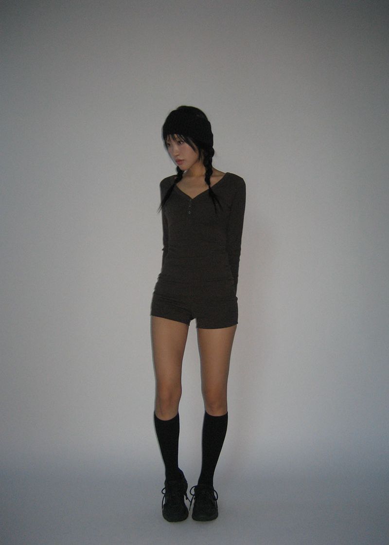 RIB BUTTON LONG TEE