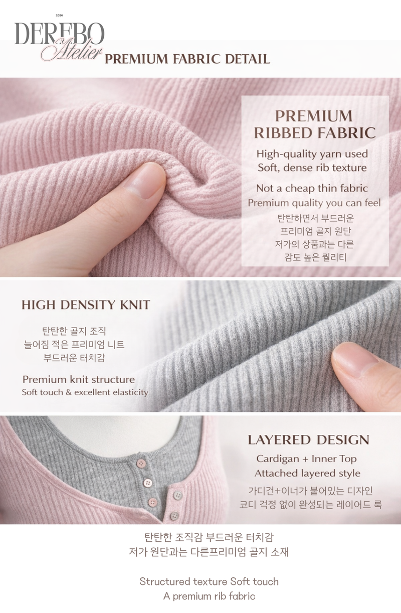 Pink bear ribbed long-sleeved T-shirt