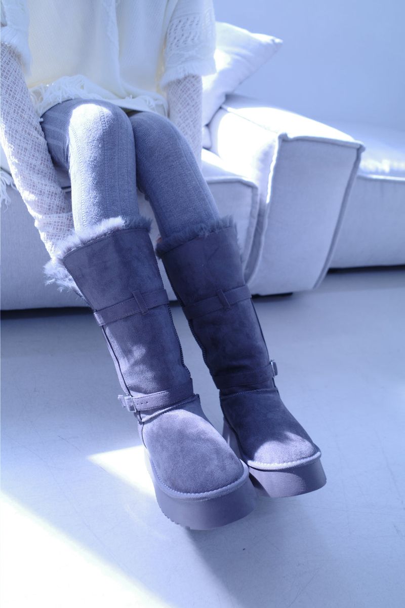 pom pom buckle long ugg boots