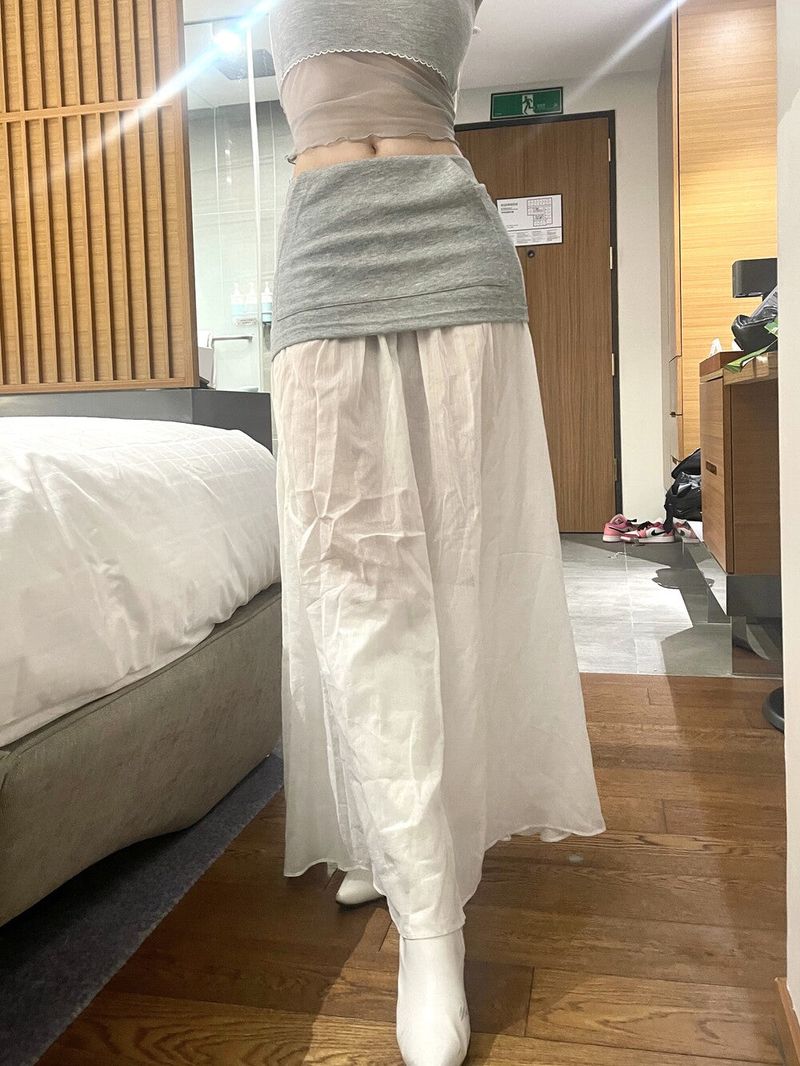 1200. Pocket layered long sk (3color)