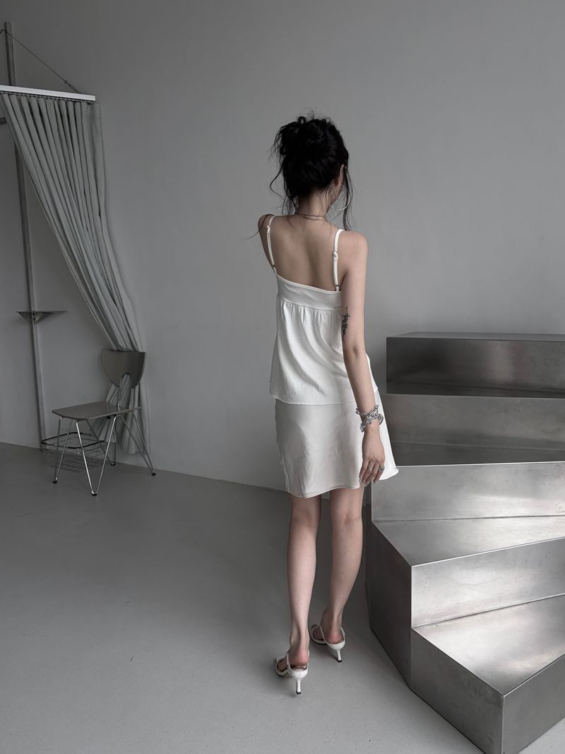satin slip midi skirt (2color)