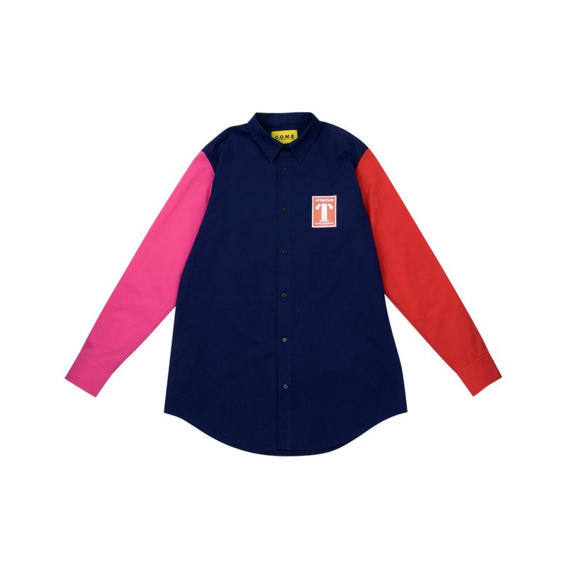 C.O.M.E（シーオーエムイー）の「カラーブロックシャツ[UNISEX] Colour-Block Shirt (Navy)（Tops）」