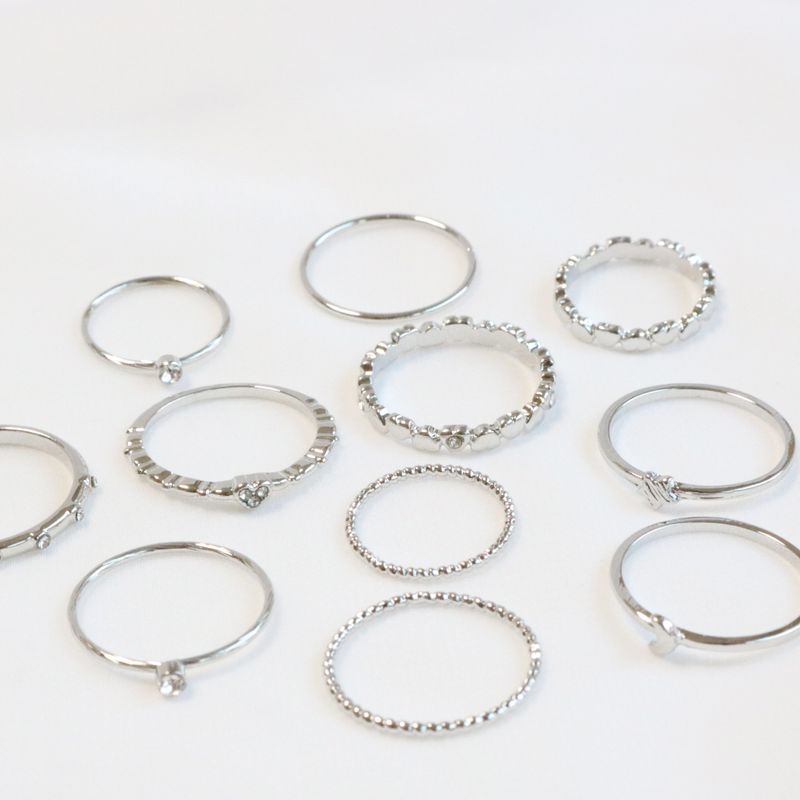 Mini Heart Layered Ring 10 Set (2 color)