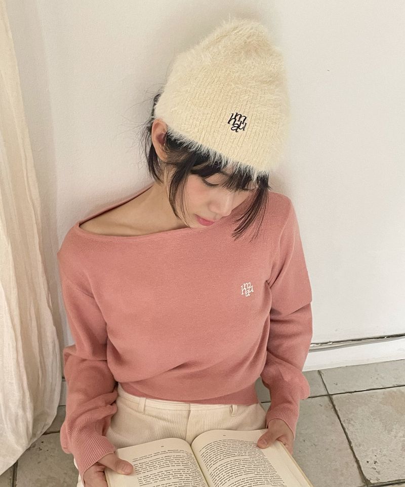 LOGO STITCH ANGORA BEANIE