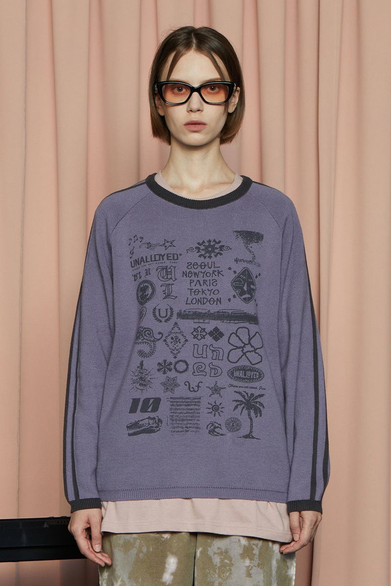 LINE GRAPHIC KNIT / PURPLE