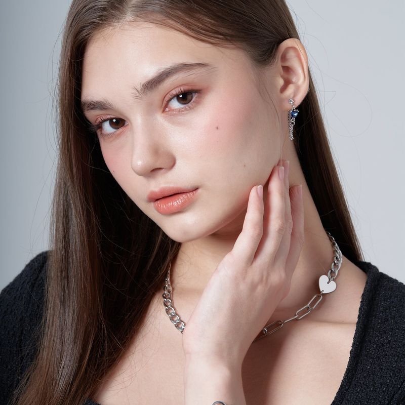 BLUE HEART JOIN EARRING