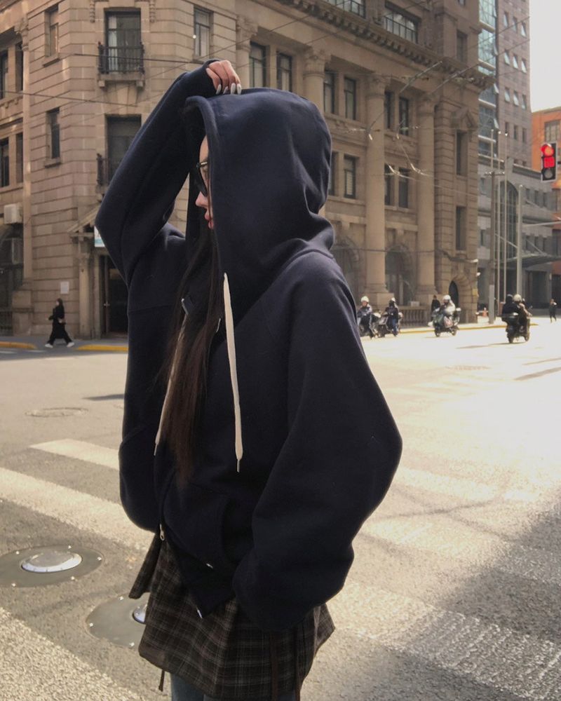 [Bellied made] Movening Color Blocking Two-Way Hooded Zip-up