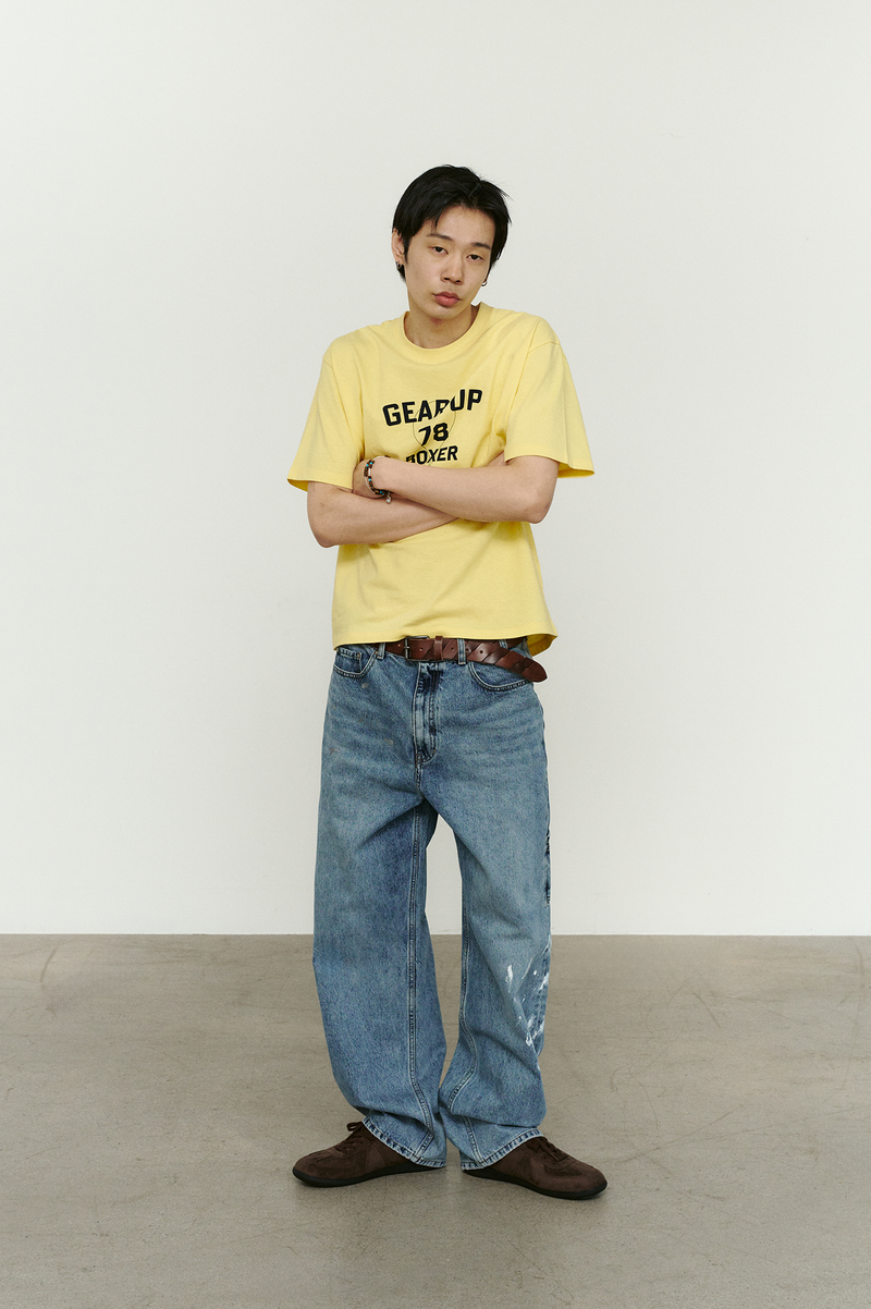 Aged Splatter Carpenter Denim Pants(Washed Blue)