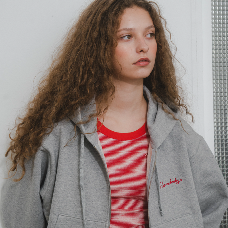 Two Way Heavy Cotton Zip Hoodie (GRAY)