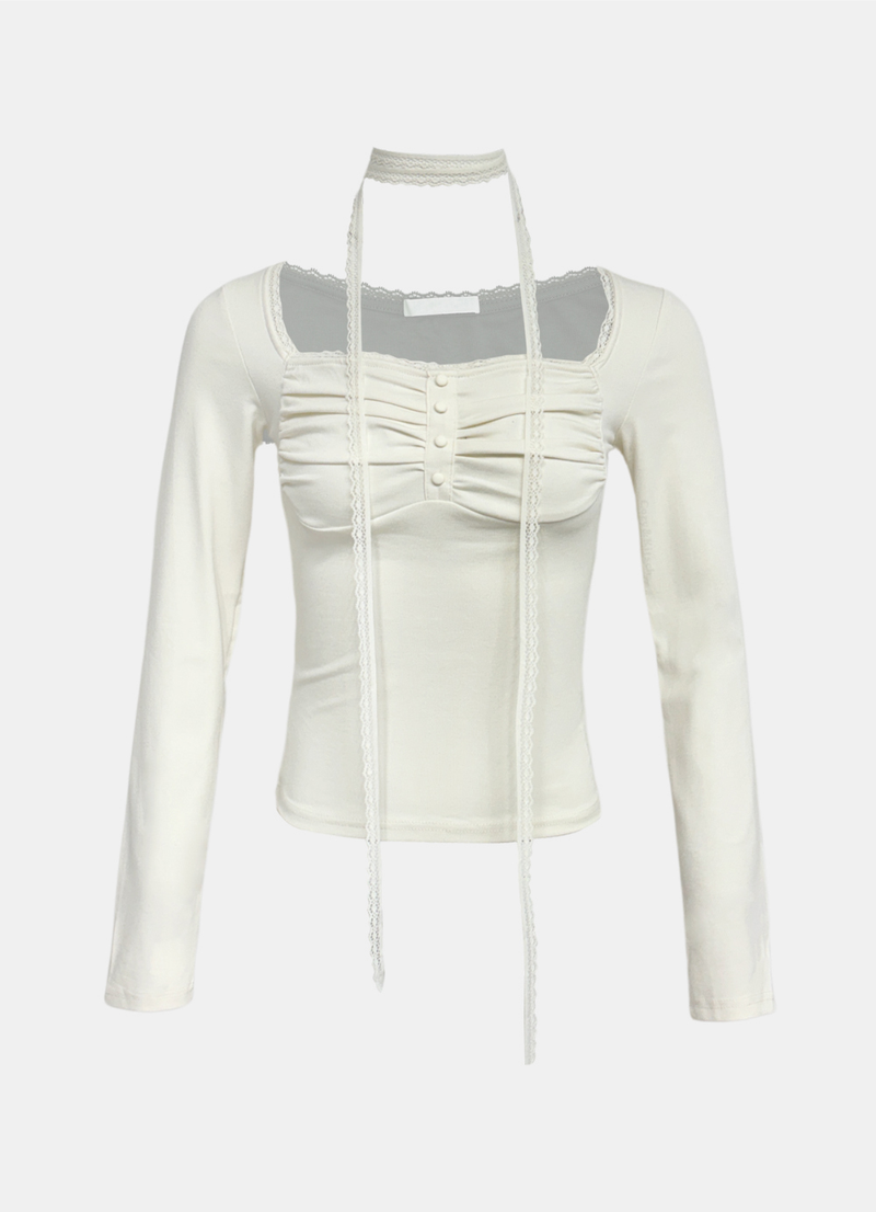 Dore Shirring Lace T-Shirt