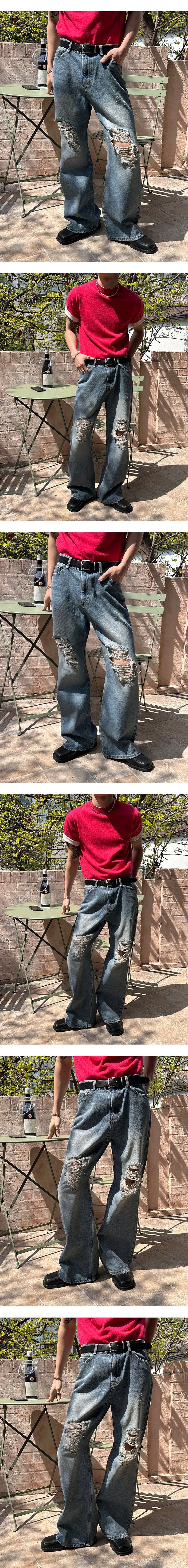 [Unisex] Tin washing boots cut denim pants