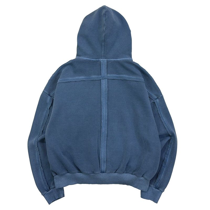 Raw Pigment Waffle Hood Zip Up Blue