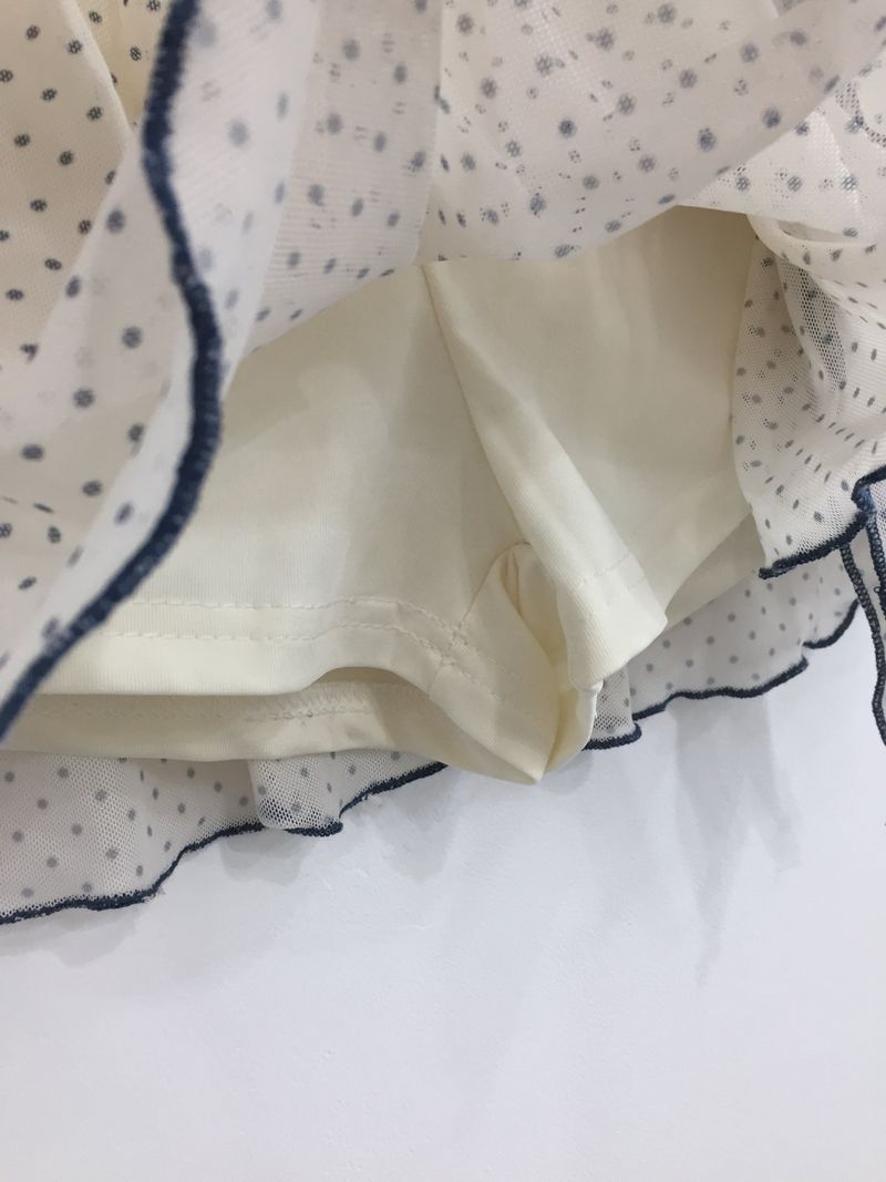 Dot Ribbon Strap Skirt (Ivory)