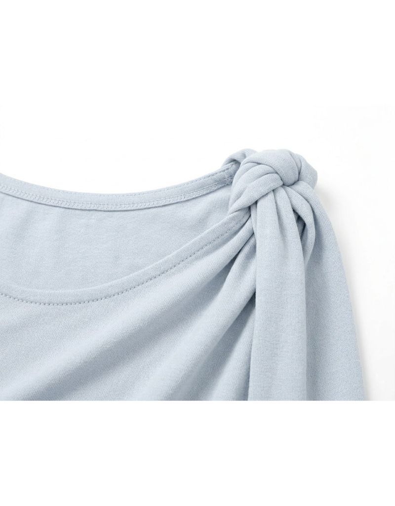 ネルドレープワンショルダースリーブレススリムトップ Light Blue