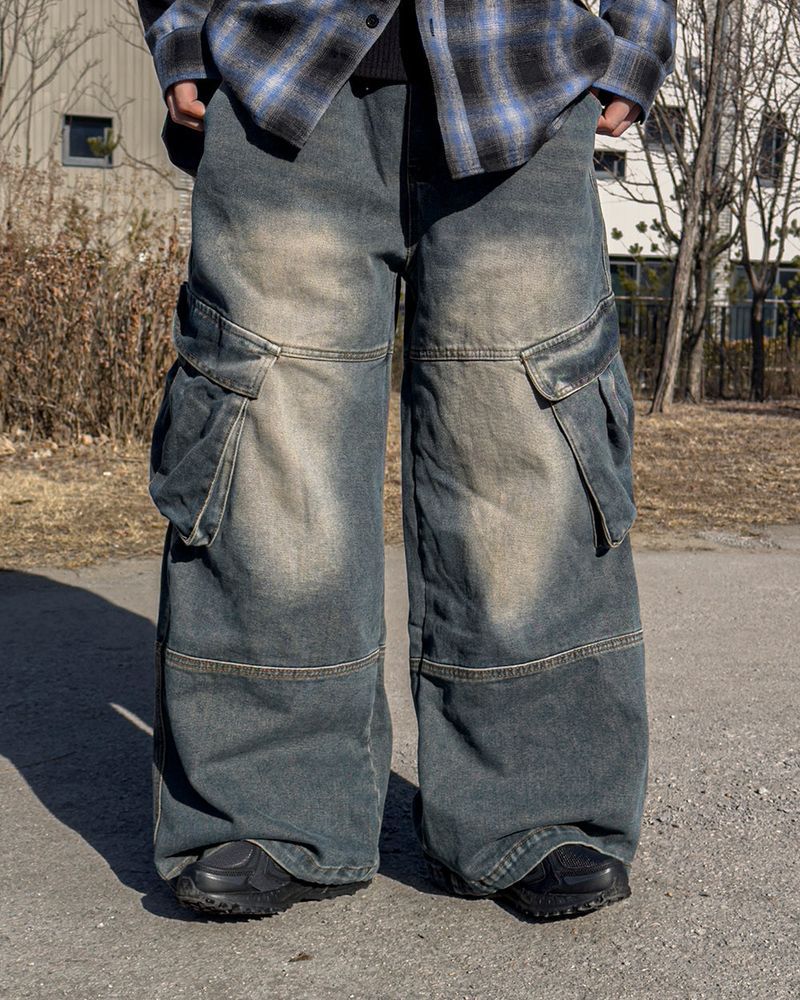 Mader Cut Cargo Denim Pants