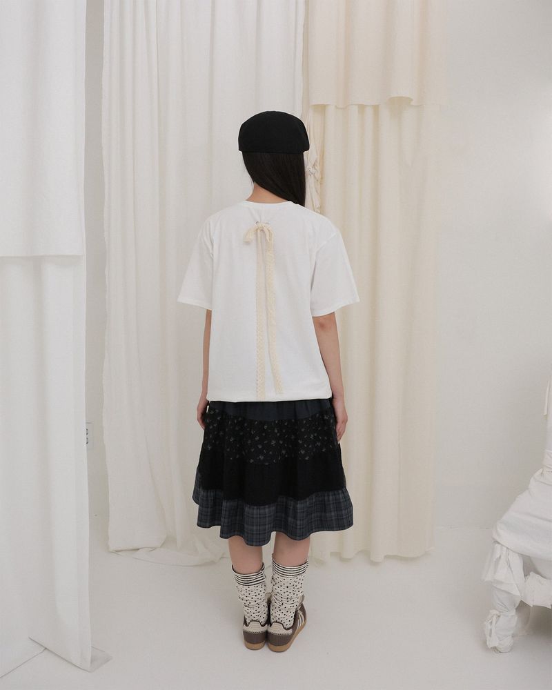 TEA CUP CROCHET T-SHIRT / WHITE