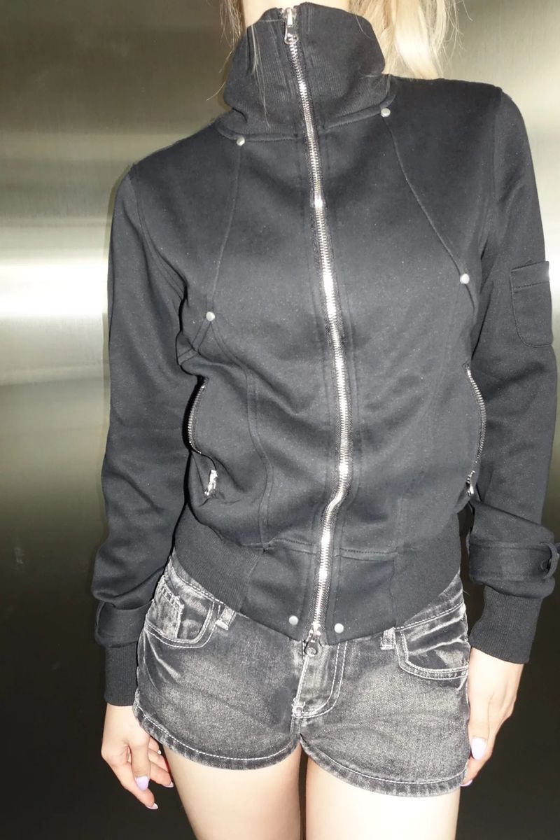 high neck stud jacket