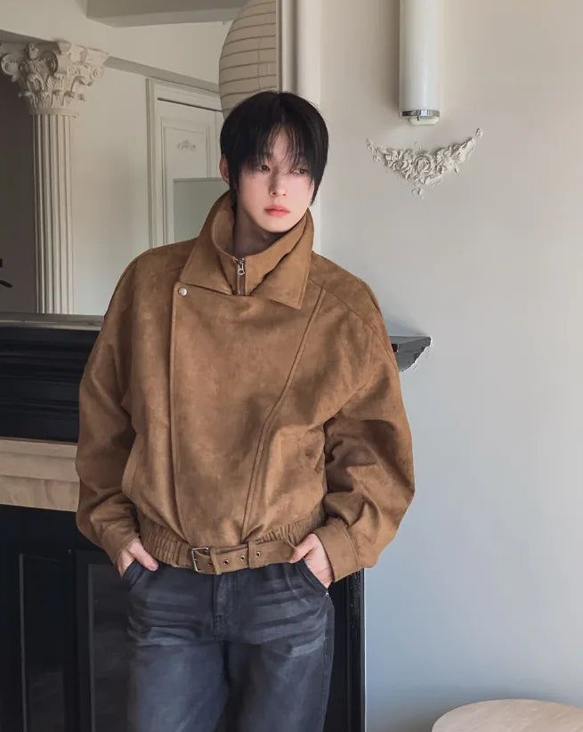 Seidon Suede High-Neck Rider Jacket