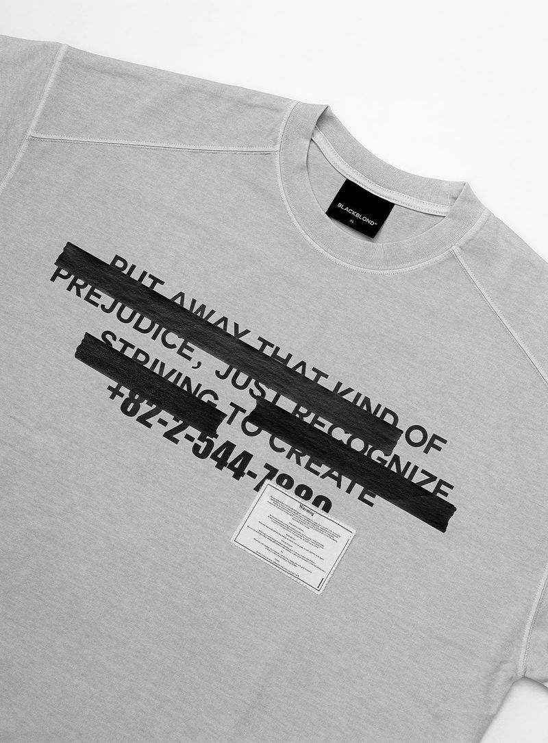 BBD Hidden Slogan Pigment Long T-Shirt (Gray)