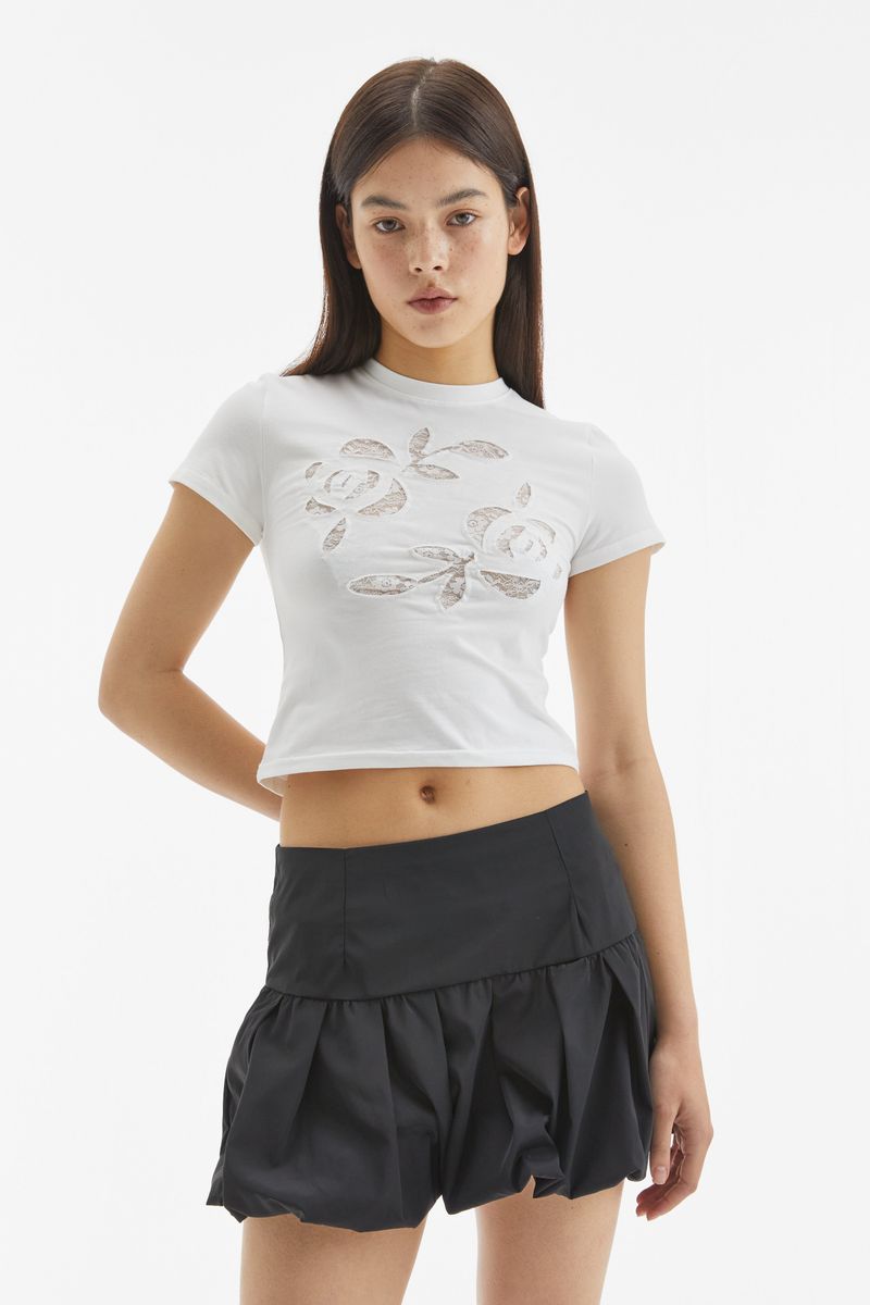 ROSE LACE CROP TOP /  WHITE