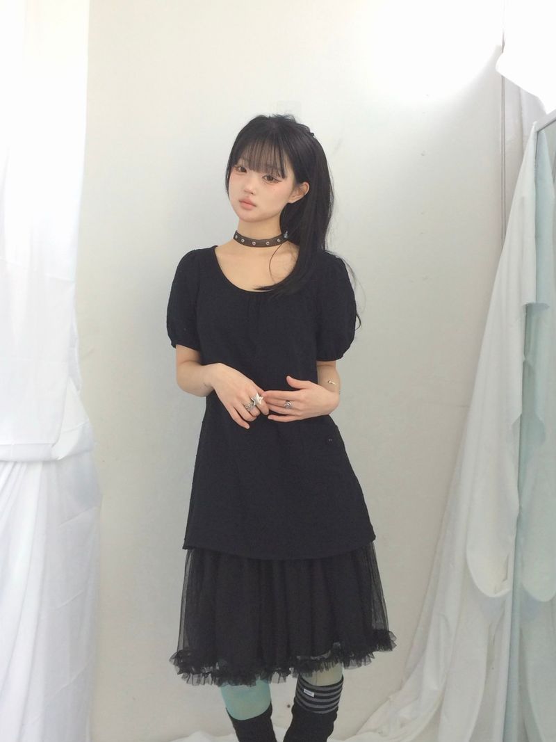Pocket button puff blouse