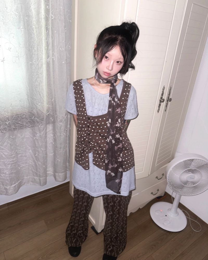 (2color) Vine Flower Corduroy Pants