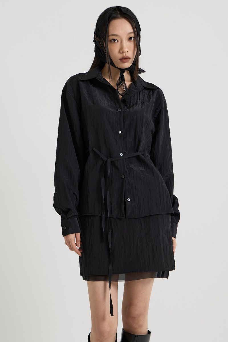 Sheer Layered Mini Skirt, Black